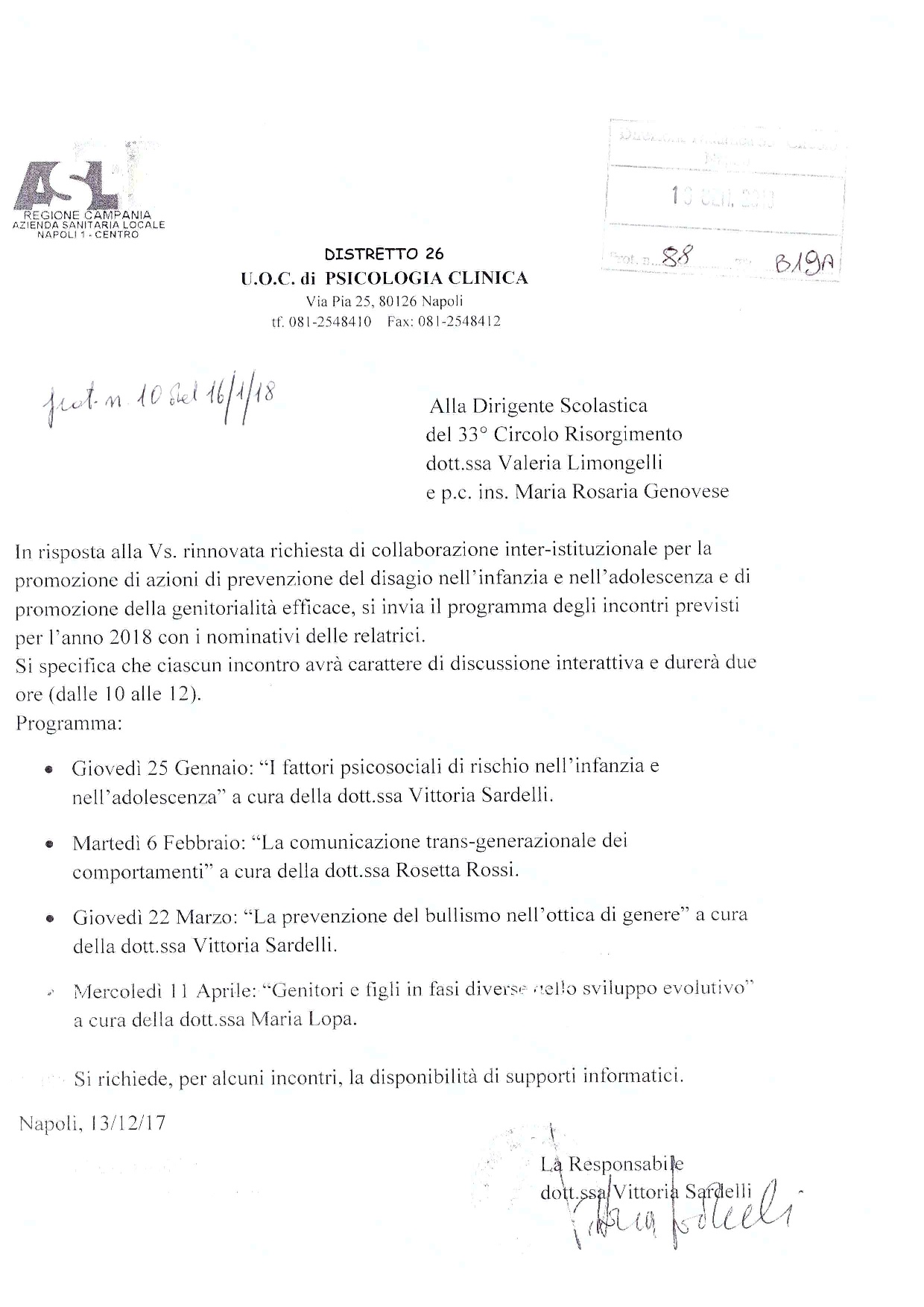 Programma incontri ASL